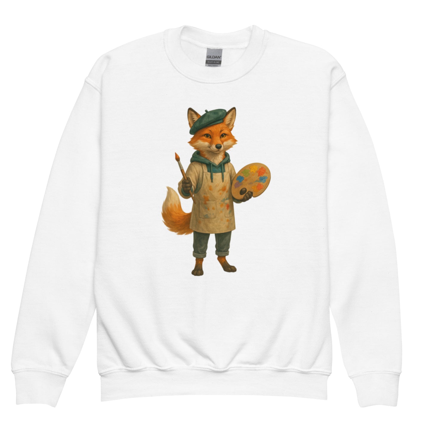 White Signature Sweatshirt — White designer sweatshirt with minimalist yet expressive artwork.