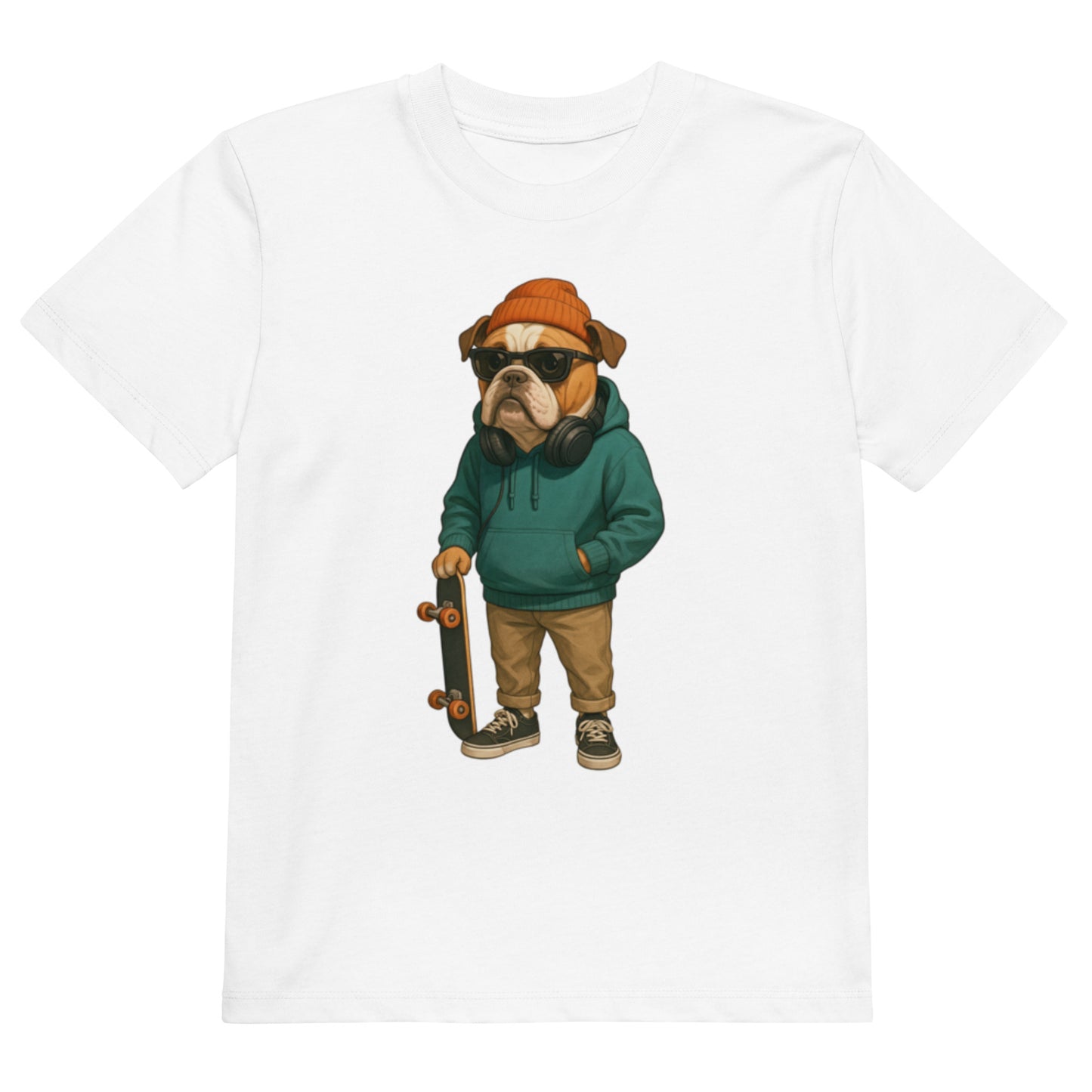 White Minimalist T-shirt — White minimalist t-shirt with unique designer print, everyday fashion essential.
