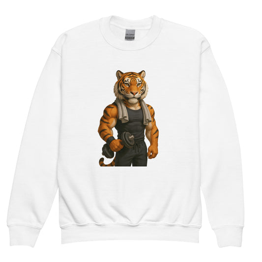 White Signature Sweatshirt — White designer sweatshirt with minimalist yet expressive artwork.
