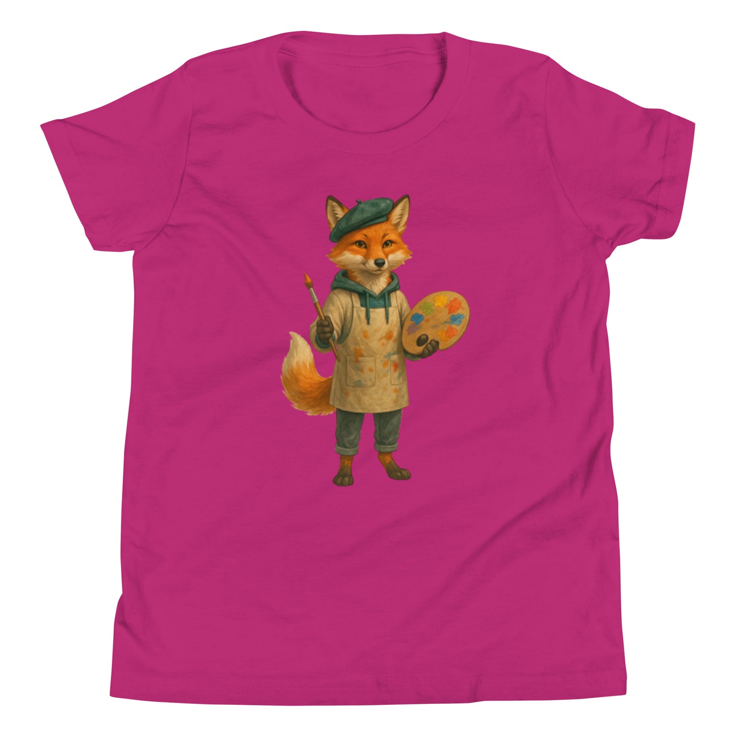 Model wearing colorful designer t-shirt